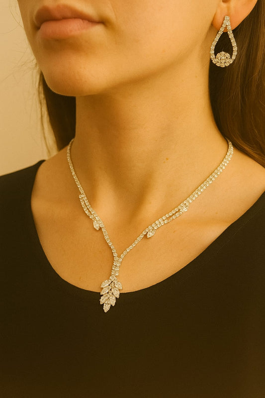 Zirkon Küpe Kolye Set Lüx 2.Set